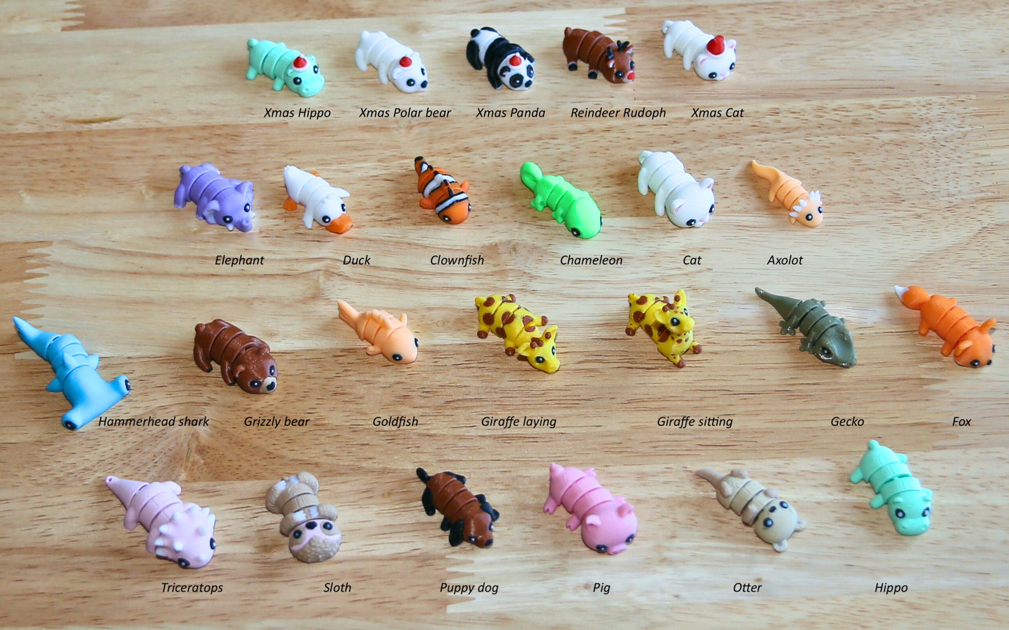 3D printed Mini Animals, Articulated Animal, 5/10/20 packs
