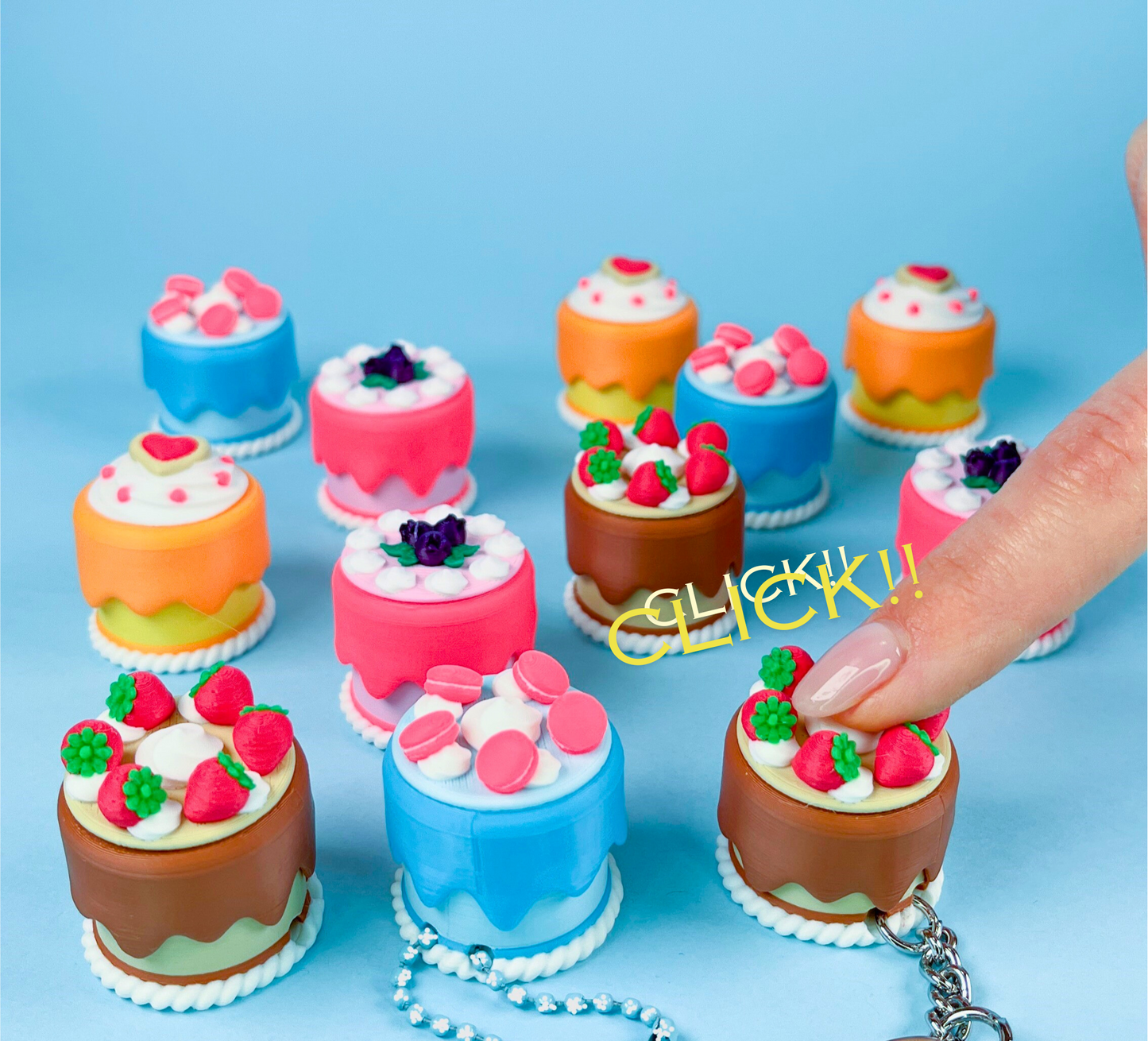 Fidget Cake Mechanical Clicker, 3D Printed Fun Toys Keychain