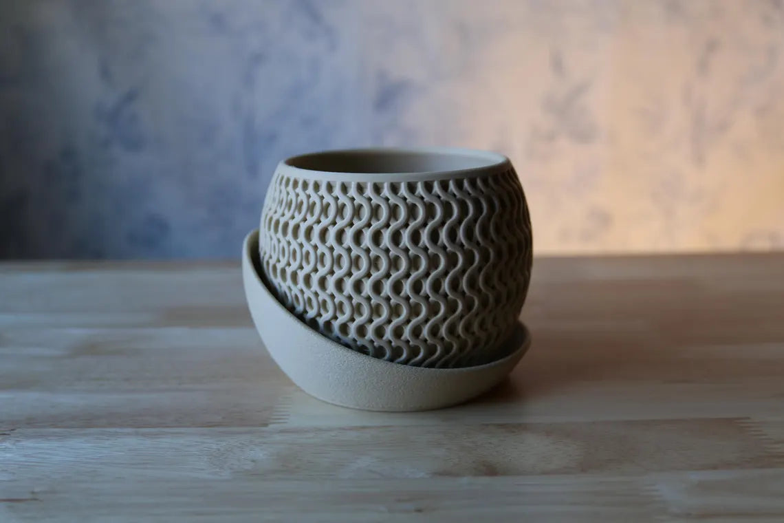 Indoor Planter Pots, 3D printed Planter Pot with wrap-around tray