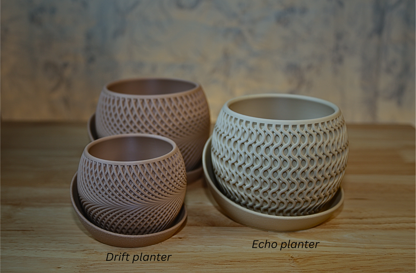 Indoor Planter Pots, 3D printed Planter Pot with wrap-around tray