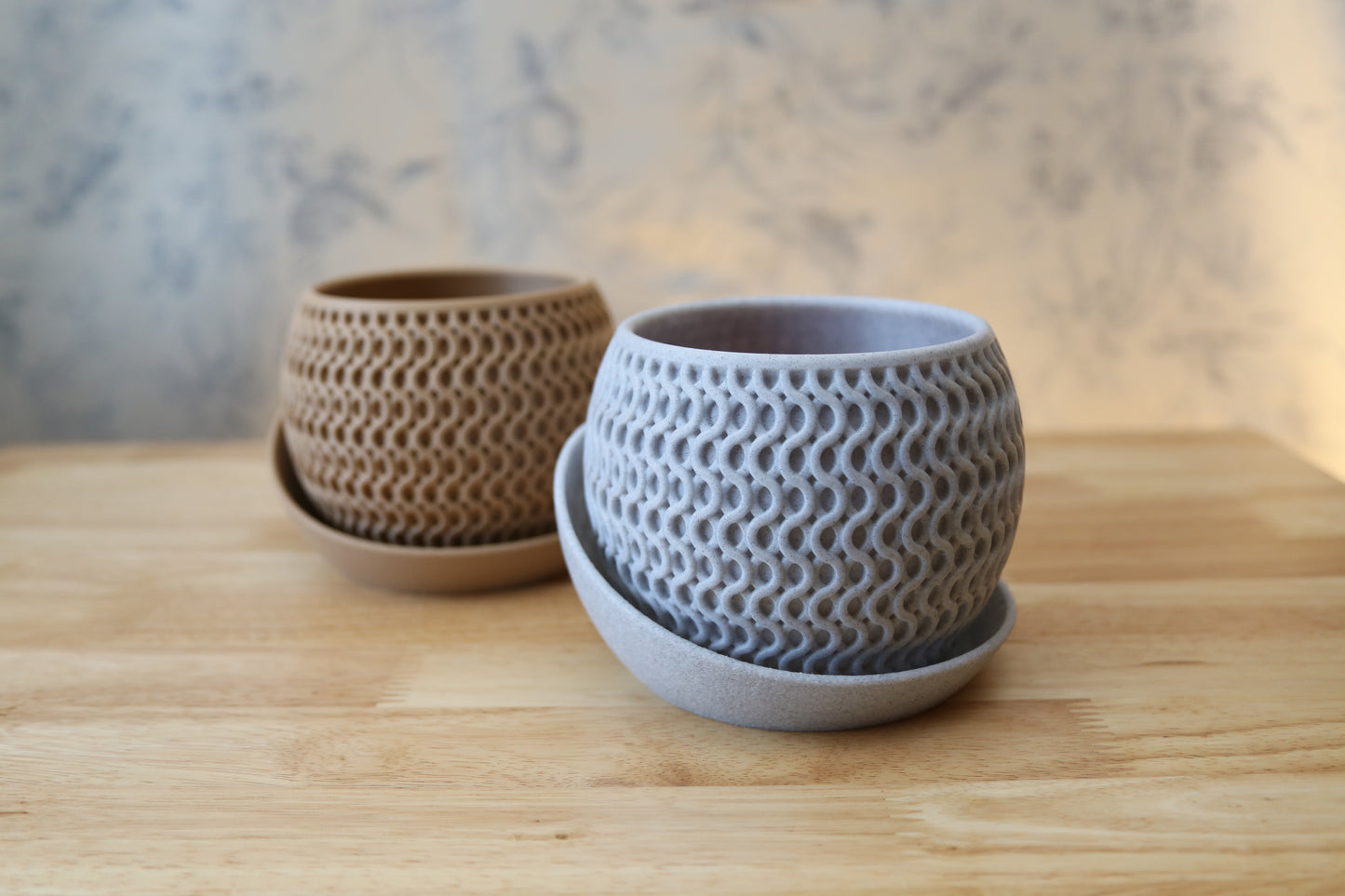 Indoor Planter Pots, 3D printed Planter Pot with wrap-around tray